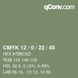 Color code: CMYK 12 / 0 / 22 / 45 | qconv.com