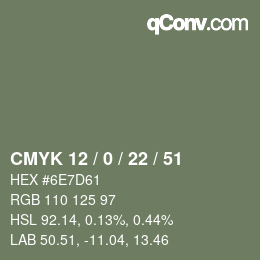 Farbcode: CMYK 12 / 0 / 22 / 51 | qconv.com