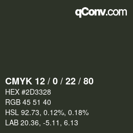 Color code: CMYK 12 / 0 / 22 / 80 | qconv.com