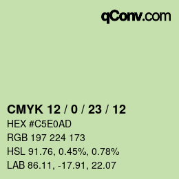 カラーコード: CMYK 12 / 0 / 23 / 12 | qconv.com