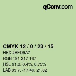 カラーコード: CMYK 12 / 0 / 23 / 15 | qconv.com