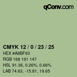 颜色代码: CMYK 12 / 0 / 23 / 25 | qconv.com