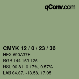 カラーコード: CMYK 12 / 0 / 23 / 36 | qconv.com