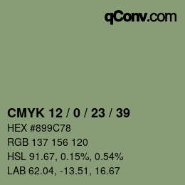 Color code: CMYK 12 / 0 / 23 / 39 | qconv.com