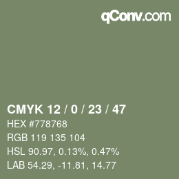 Color code: CMYK 12 / 0 / 23 / 47 | qconv.com