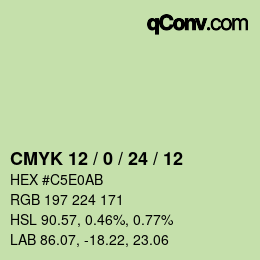 カラーコード: CMYK 12 / 0 / 24 / 12 | qconv.com