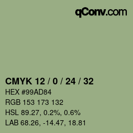 カラーコード: CMYK 12 / 0 / 24 / 32 | qconv.com