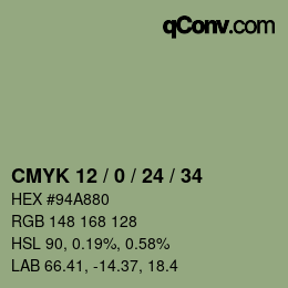カラーコード: CMYK 12 / 0 / 24 / 34 | qconv.com