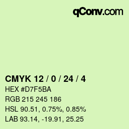 カラーコード: CMYK 12 / 0 / 24 / 4 | qconv.com