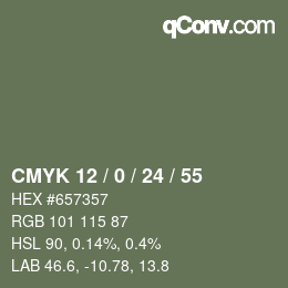 颜色代码: CMYK 12 / 0 / 24 / 55 | qconv.com