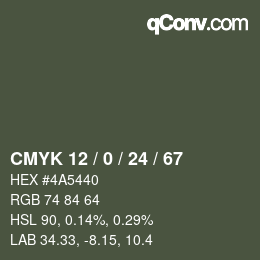颜色代码: CMYK 12 / 0 / 24 / 67 | qconv.com