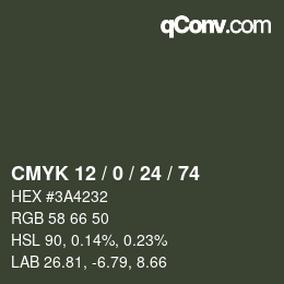 カラーコード: CMYK 12 / 0 / 24 / 74 | qconv.com