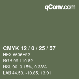 Color code: CMYK 12 / 0 / 25 / 57 | qconv.com