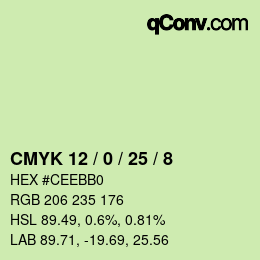 Farbcode: CMYK 12 / 0 / 25 / 8 | qconv.com