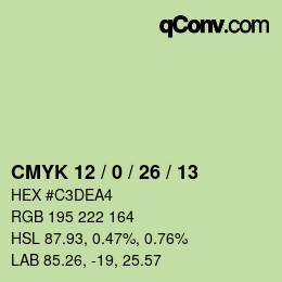 カラーコード: CMYK 12 / 0 / 26 / 13 | qconv.com