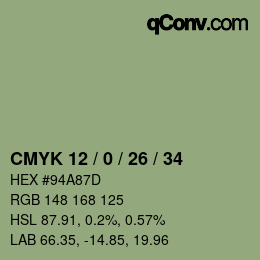 カラーコード: CMYK 12 / 0 / 26 / 34 | qconv.com