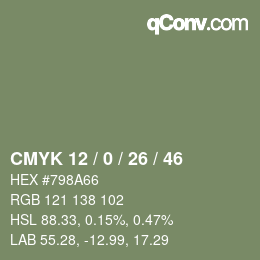 Color code: CMYK 12 / 0 / 26 / 46 | qconv.com