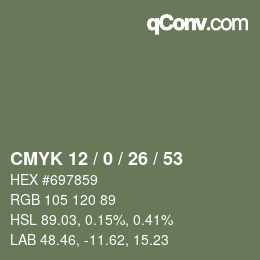 Color code: CMYK 12 / 0 / 26 / 53 | qconv.com