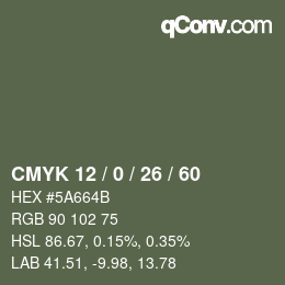 Color code: CMYK 12 / 0 / 26 / 60 | qconv.com