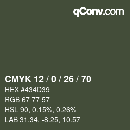 カラーコード: CMYK 12 / 0 / 26 / 70 | qconv.com