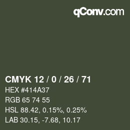 Color code: CMYK 12 / 0 / 26 / 71 | qconv.com