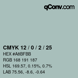 Color code: CMYK 12 / 0 / 2 / 25 | qconv.com