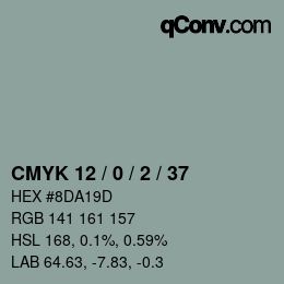 カラーコード: CMYK 12 / 0 / 2 / 37 | qconv.com