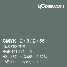 Color code: CMYK 12 / 0 / 2 / 55 | qconv.com