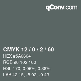 カラーコード: CMYK 12 / 0 / 2 / 60 | qconv.com