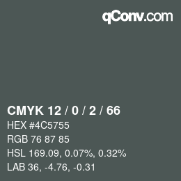 カラーコード: CMYK 12 / 0 / 2 / 66 | qconv.com