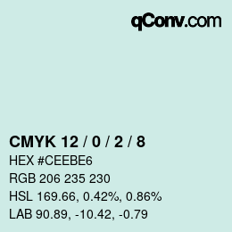 カラーコード: CMYK 12 / 0 / 2 / 8 | qconv.com