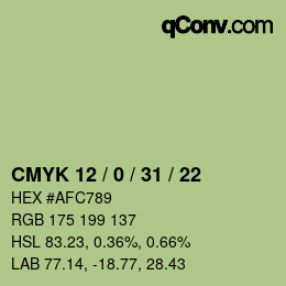 Color code: CMYK 12 / 0 / 31 / 22 | qconv.com