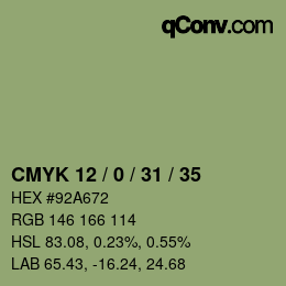 カラーコード: CMYK 12 / 0 / 31 / 35 | qconv.com