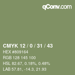 Color code: CMYK 12 / 0 / 31 / 43 | qconv.com