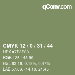 颜色代码: CMYK 12 / 0 / 31 / 44 | qconv.com