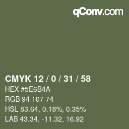 Farbcode: CMYK 12 / 0 / 31 / 58 | qconv.com