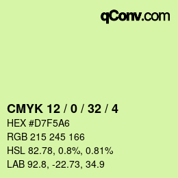 カラーコード: CMYK 12 / 0 / 32 / 4 | qconv.com