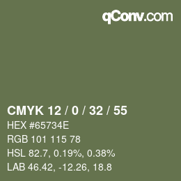 カラーコード: CMYK 12 / 0 / 32 / 55 | qconv.com