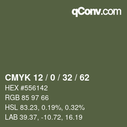 カラーコード: CMYK 12 / 0 / 32 / 62 | qconv.com