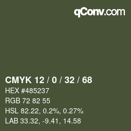 颜色代码: CMYK 12 / 0 / 32 / 68 | qconv.com