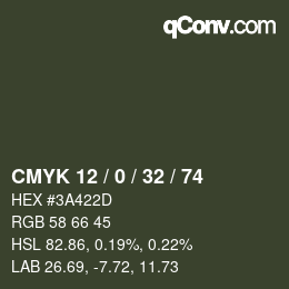 Color code: CMYK 12 / 0 / 32 / 74 | qconv.com