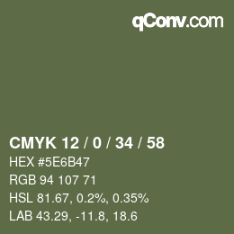 Farbcode: CMYK 12 / 0 / 34 / 58 | qconv.com
