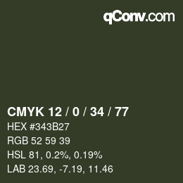 Color code: CMYK 12 / 0 / 34 / 77 | qconv.com