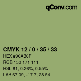 Farbcode: CMYK 12 / 0 / 35 / 33 | qconv.com
