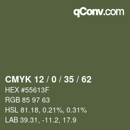 Color code: CMYK 12 / 0 / 35 / 62 | qconv.com