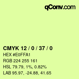 カラーコード: CMYK 12 / 0 / 37 / 0 | qconv.com