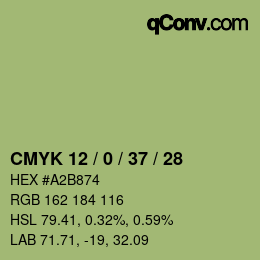 Color code: CMYK 12 / 0 / 37 / 28 | qconv.com