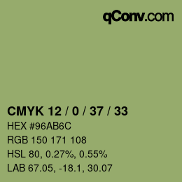 カラーコード: CMYK 12 / 0 / 37 / 33 | qconv.com