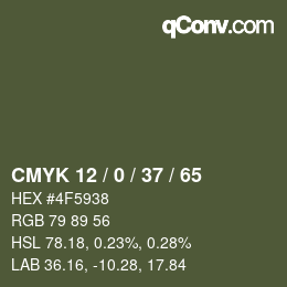 カラーコード: CMYK 12 / 0 / 37 / 65 | qconv.com