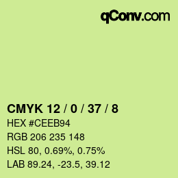 カラーコード: CMYK 12 / 0 / 37 / 8 | qconv.com